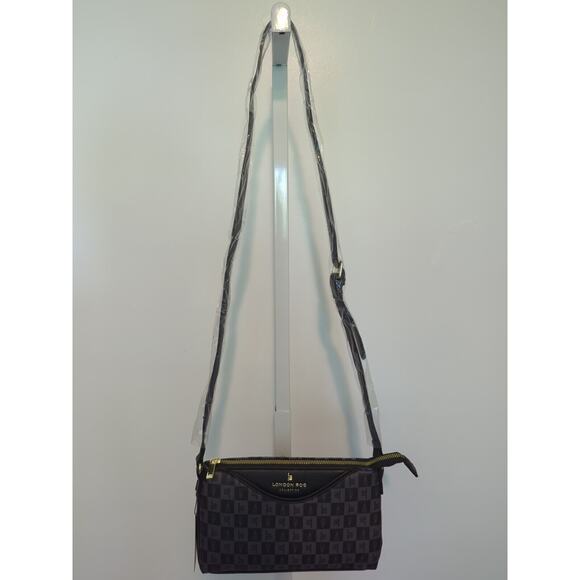 LONDON FOG Black Gray Addison Tower Monogram Purse Shoulder Bag Crossbody NWT - Picture 2 of 8